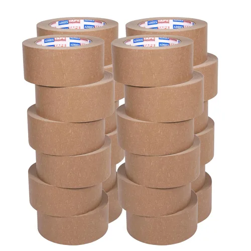 Vista 9 de ADHES - Cinta de papel kraft biodegradable, 2 pulgadas x 55 yardas, 3 rollos de cinta de embalaje de papel ecológica, escribible y sin