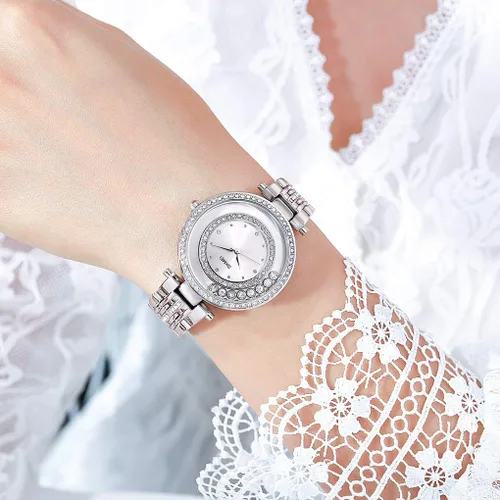 Vista 3 de SKMEI Lady Watches for Women Female Bling Dress Fashion Luxury Diamond Business Casual Analog Quartz Waterproof Stainless Steel Wristwatches Gifts