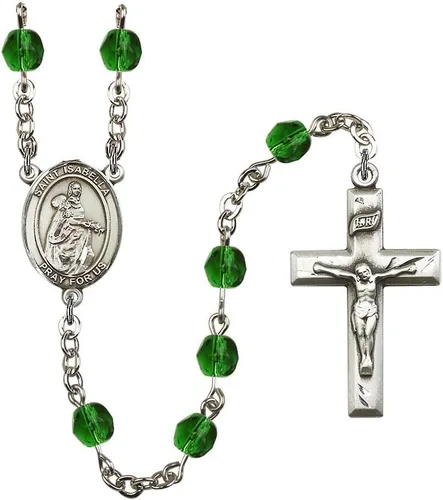 Vista 11 de Bonyak Jewelry Rosario chapado en plata de Santa Isabel de Portugal: cada mes de nacimiento color y más