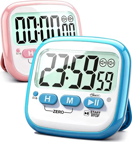 Vista 10 de Antonki Paquete de 2 temporizadores de aula para niños y profesores, temporizador digital de cocina magnético de cuenta regresiva para cocinar