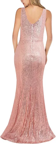 Vista 3 de ARFAR - Vestidos de fiesta para mujer, cuello en V, lentejuelas, sexy, largo, con abertura, formal, vestido de sirena para noche, baile de graduación