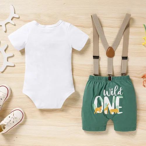 Vista 3 de GRNSHTS Ropa divertida de primer cumpleaños para bebé niño, mameluco con pajarita, mameluco para tartas