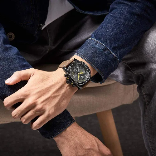 Vista 2 de MEGIR Reloj analógico de cuarzo para hombre con correa de cuero de cara grande para deportes 2130