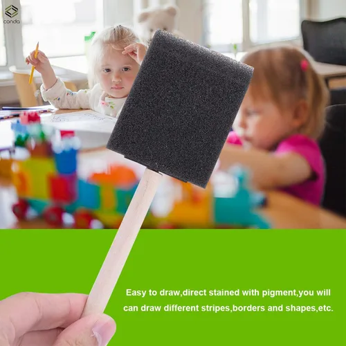 Vista 7 de conda Juego de 25 pinceles de espuma surtidos de diferentes tamaños, juego de pinceles de pintura con mango de madera
