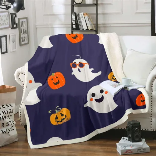 Vista 10 de Erosebridal Manta gótica de murciélagos de Halloween, manta de forro polar blanco y negro de 40 x 50 pulgadas, silueta vintage para niños, sombras