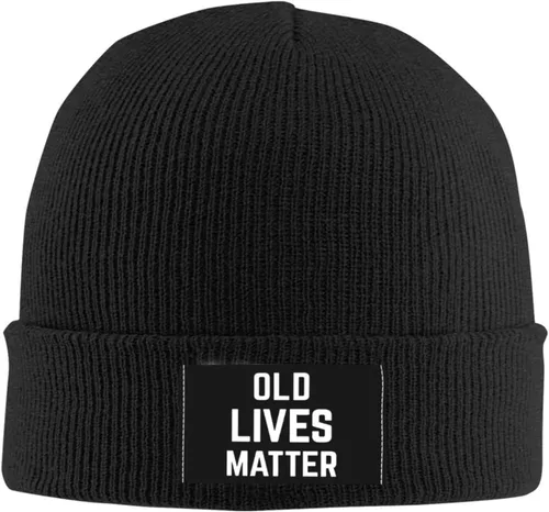 Vista 2 de Old Lives Matter Autumn and Winter Adult Warm and Cold Protection Elastic Soft Knitted Hat