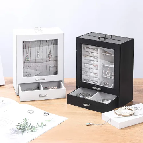 Vista 6 de Homde - Organizador de joyas para niñas y mujeres joyero para collares anillos aretes regalo de joyería caja de almacenamiento de joyas serie