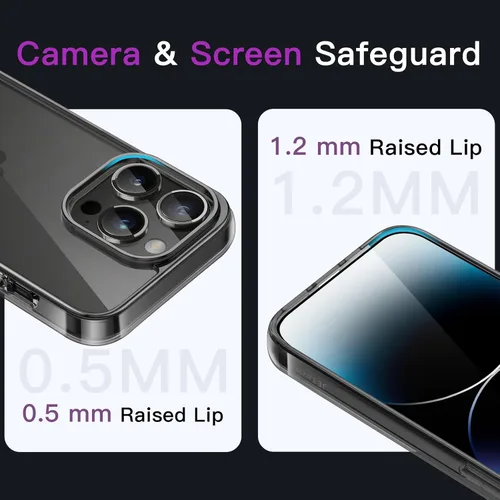 Vista 5 de JETech - Funda para iPhone 14 Pro de 6.1 pulgadas, cubierta a prueba de golpes sin amarillamiento, parte trasera transparente antiarañazos (negro)