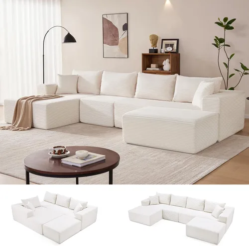 Vista 32 de Mangodan - Sofá seccional en forma de nube, sofá sin huesos para sala de estar, sofá seccional modular con asiento profundo, cómodo sofá de felpa