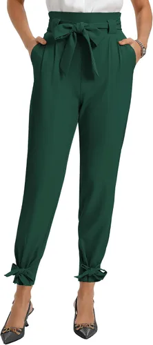 Vista 2 de GRACE KARIN - Pantalón deportivo tipo lápiz para mujer, diseño informal de tiro alto para el trabajo, con lazo y bolsillos