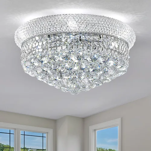 Vista 14 de Lámpara de Araña de Cristal de 3 Luces Empotrada en el Techo para Sala de Estar, Comedor, Dormitorio, Vestíbulo, Entrada, Pasillo, Armario, Baño