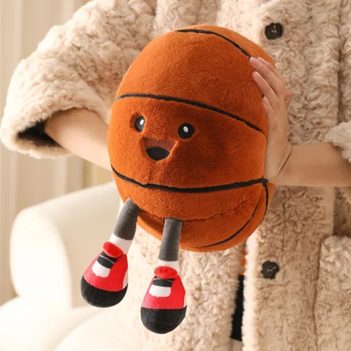 Vista 5 de Divertida almohada de felpa de baloncesto con patas – Lindo juguete de animal de peluche para niños y niñas, regalo de almohada decorativa