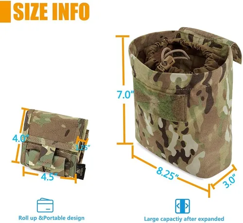 Vista 7 de KRYDEX Molle Dump Pouch Roll-Up Drawstring Magazine Utility Pouch Bolsa plegable MC