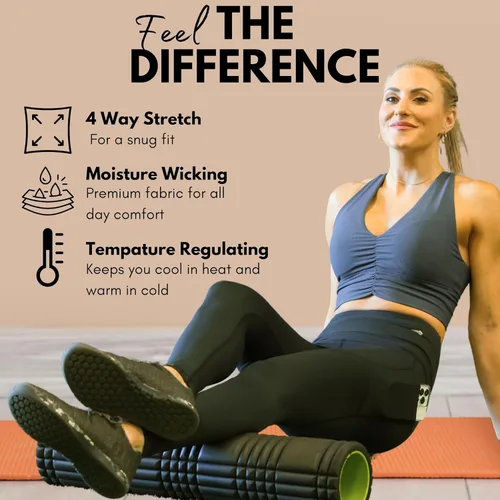 Vista 4 de CompressionZ - Leggings de compresión de cintura alta para mujer, para hacer yoga, correr, ir al gimnasio, fitness y entrenar a diario, pantalones
