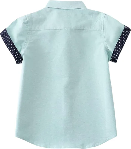 Vista 2 de Boys' Button Down Short Sleeve Shirts Toddler Solid Oxford Shirt with Pocket School Uniform Dress Shirt
