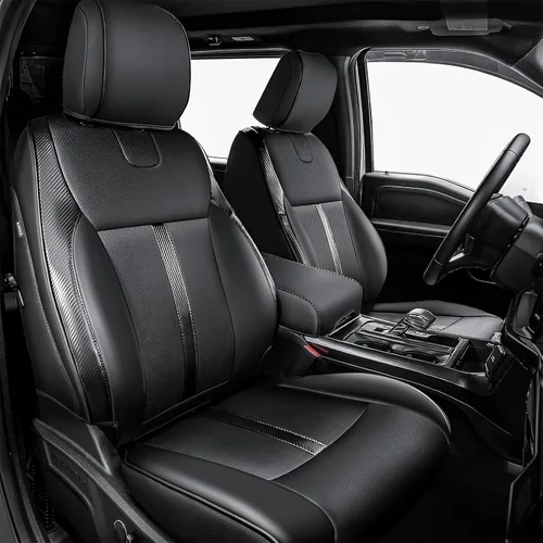 Vista 9 de Fundas de asiento de piel sintética de alta calidad para Ford F150 SuperCrew XL XLT STX (2015-2020) y F250/F350/F450 Crew Cab XL XLT (2017-2022)