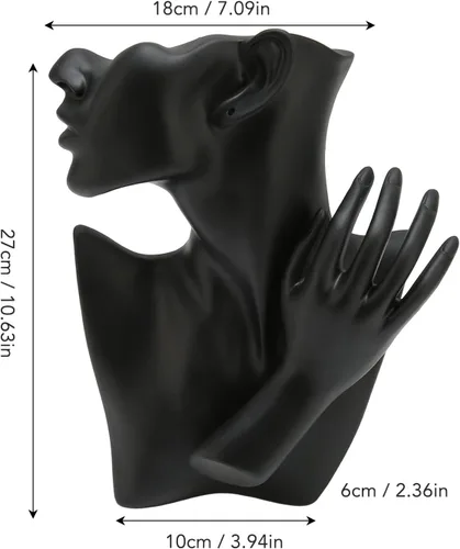 Vista 2 de GFRGFH Soporte de maniquí de joyería, exhibición de aretes con mano, organizador de busto de resina para mostrar joyas, collares, aretes, anillos