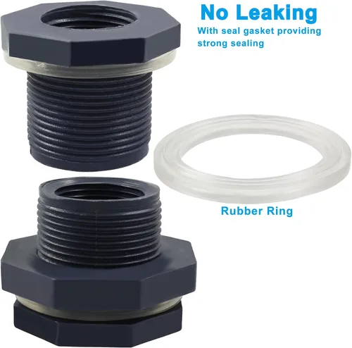 Vista 3 de Juego de 2 accesorios de PVC de 1 pulgada Barriles de lluvia, acuarios, gris oscuro