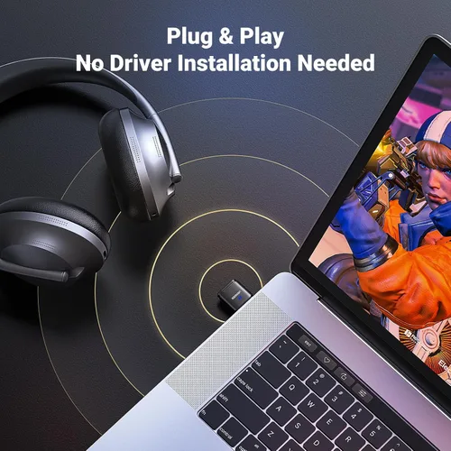 Vista 7 de UGREEN Bluetooth 5.3 Adapter for PS4 PS5 USB Audio Transmitter APTX Connecting Bluetooth Headphones to PS5, PS4, Switch, PC, Wireless Audio Adapter