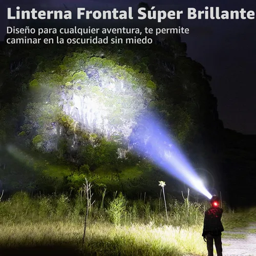 Vista 2 de Aikertec Linterna de cabeza recargable, linterna de cabeza súper brillante para adultos con sensores de movimiento, 7 modos, con zoom, linterna