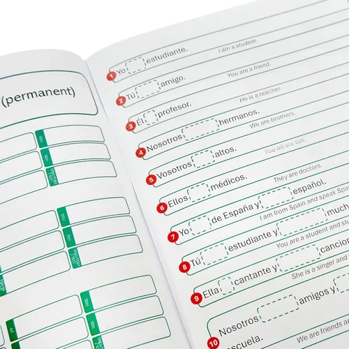 Vista 9 de 800 tarjetas de conjugación en español - 200 verbos con ejemplos completos en español e inglés y 9 tiempos diferentes