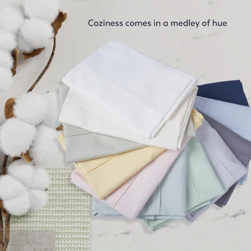 Vista 5 de Purity Home - Juego de sábanas 100% algodón de 400 hilos, percal refrescante, con bolsillo profundo elástico, ropa de cama de 3 piezas, lujo