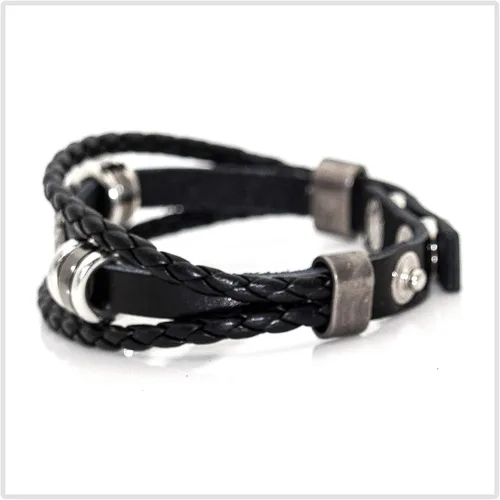 Vista 3 de Punk aleación hebilla pulsera pluma cuero pulsera