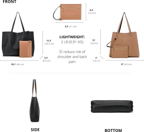 Vista 3 de Scarleton Leather Tote Bag for Women, Womens Purses and Handbags, Reversible Tote Bags for Women, Purses for Women, H1842