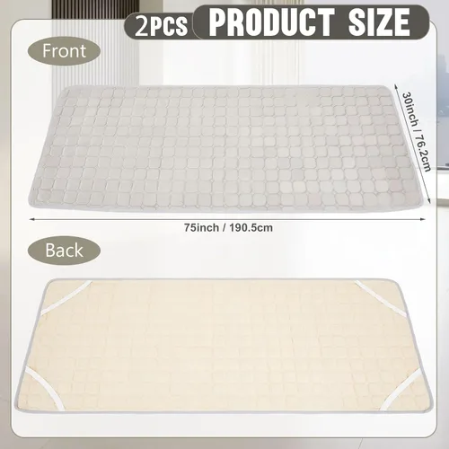 Vista 2 de Threehoney 2 Pack Cot Mattress Topper Pad Quilted Foam Camping Single Soft Portable Sleeping Topper with Storage Bag Waterproof Non-Slip Bottom for