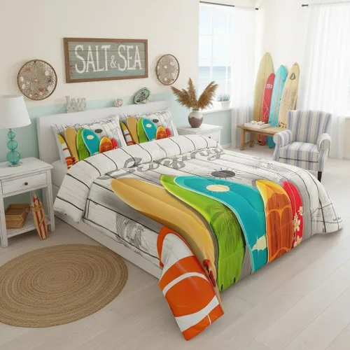 Vista 72 de Juego de ropa de cama Happy Camping de Homewish, tamaño individual, con diseño de osos cazadores y pinos, para niños, hombres, adultos, decoración