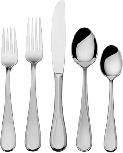 Vista 11 de Mikasa Bravo - Juego de 6 piezas de acero inoxidable 18/10, cucharas de servir, tenedor, servidor de tartas, cucharón de salsa, cubiertos pulidos