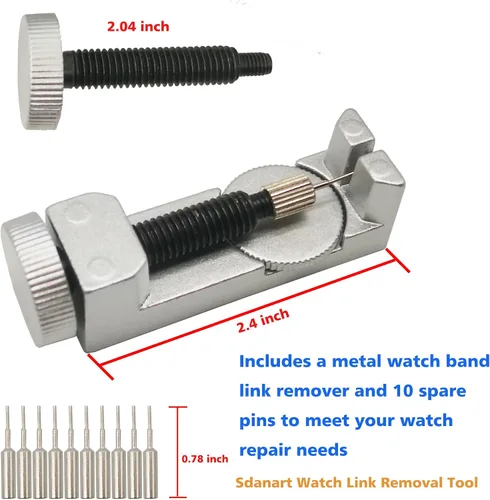 Vista 2 de Sdanart Kit de herramientas de extracción de eslabones de reloj, herramienta de extracción de pines de reloj con 10 pines adicionales para removedor