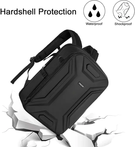 Vista 6 de MOSISO Mochila para cámara DSLR/SLR/SLR/sin espejo, impermeable, simétrica geométrica, carcasa rígida con soporte para trípode y compartimento