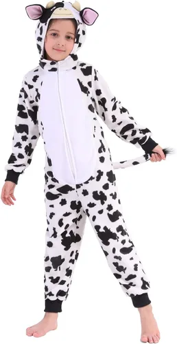 Vista 2 de Sincere Party Mono de gato, mono de vaca, unisex, de forro polar, para niños, disfraz de animal