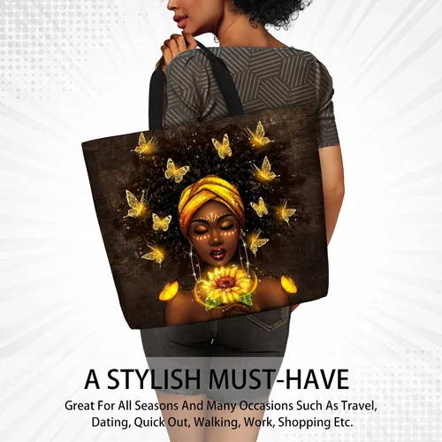 Vista 7 de Bolsos de mano afroamericanos para mujer, bolso de arte negro Afro Black Girl Magic Satchel bolsos para gimnasio, escuela, viajes