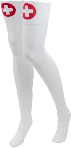 Vista 3 de Medias de traje de cosplay para mujer de Halloween de color blanco muslo alto