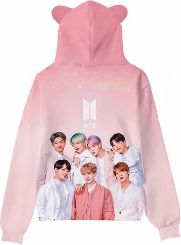 Vista 2 de BIDSNUAS Sudadera con capucha con estampado 3D con orejas de gato sudadera con cordón para mujer regalos unisex para el día de San Valentín