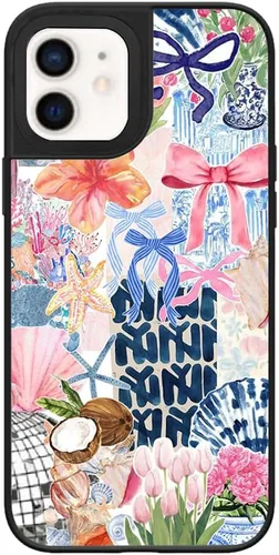 Vista 25 de Funda para iPhone 7 Plus/8 Plus, diseño moderno y estético de playa costera, parte trasera de policarbonato duro brillante, parachoques de TPU