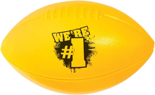 Vista 4 de Anderson's Juego de 10 pelotas deportivas de fútbol con texto en inglés "We Number One" en azul y blanco, espíritu escolar, día del juego, artículos