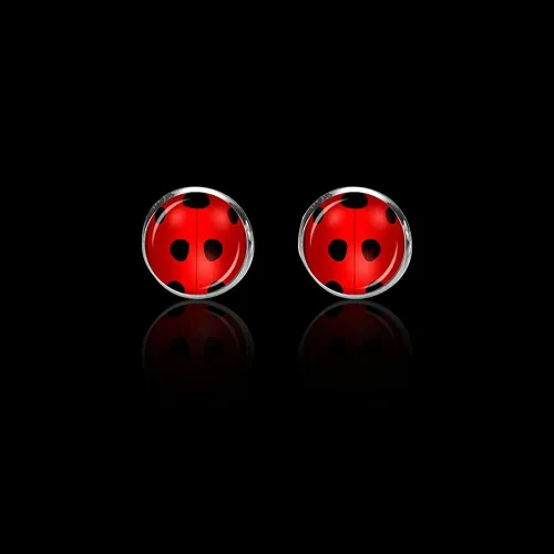 Vista 5 de Lucky Ladybug FKOJMH - Aretes de mariquita buenos aretes para niñas, collar de mariquita de la suerte para niñas, aretes de disfraz de mariquita