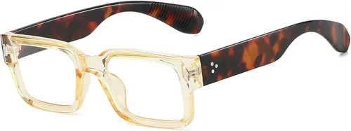 Vista 20 de PORADAY Gafas rectangulares para mujeres y hombres, lentes de luz azul, anteojos cuadrados negros