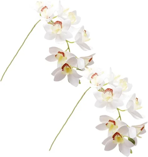 Vista 8 de XZJMY Flores artificiales de orquídeas artificiales 3D, flores artificiales de seda de 10 cabezas de seda, flores artificiales para exteriores