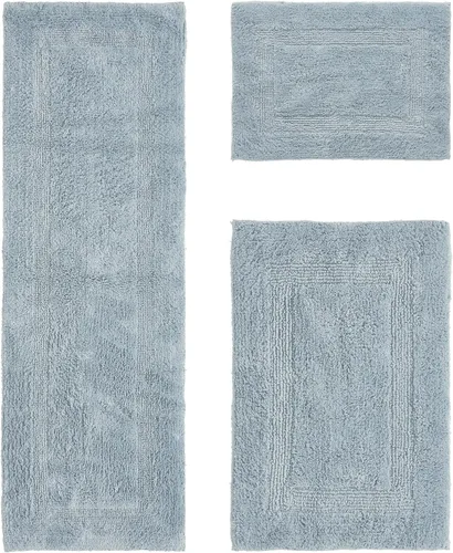 Vista 257 de Better Trends - Juego de 2 alfombras de baño 100% algodón, extra suaves, con borlas, de 17" x 24", alfombra de baño superabsorbente y reversible
