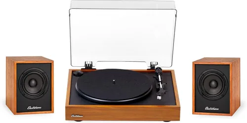 Vista 10 de Electrohome Montrose - Reproductor de discos de vinilo actualizable con Huntley, altavoces Bluetooth alimentados, controlador de 3 pulgadas, para un
