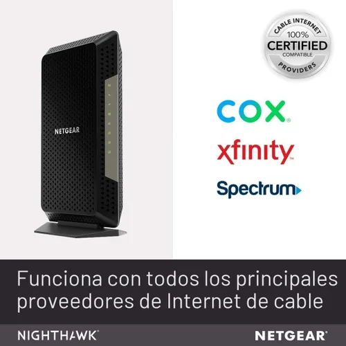 Vista 3 de NETGEAR Nighthawk CM1200 - Compatible con todos los proveedores de cable Para planes de cable de hasta 2 Gigabits 4 puertos Ethernet 1G DOCSIS