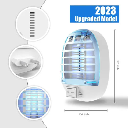 Vista 6 de Exterminador de insectos para interiores, trampa para moscas para interiores, mata mosquitos electrónico con luces azules para sala de estar, hogar