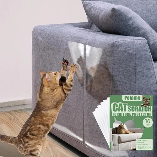 Vista 8 de Protector de muebles antiarañazos para gatos, paquete de 6 unidades, cinta adhesiva de una sola cara, resistente, sin residuos para sofá, puertas