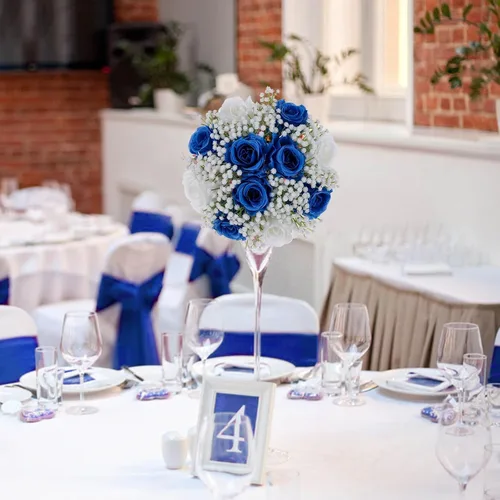 Vista 6 de BLOSMON Ramo de flores artificiales en forma de bola para centros de mesa de boda, 10 piezas, rosa azul real, aliento de bebé, flores artificiales