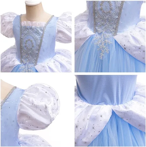 Vista 16 de Vestido de cumpleaños de princesa Cenicienta para niñas, disfraz de Halloween, concurso de Navidad, fiesta de baile con accesorios