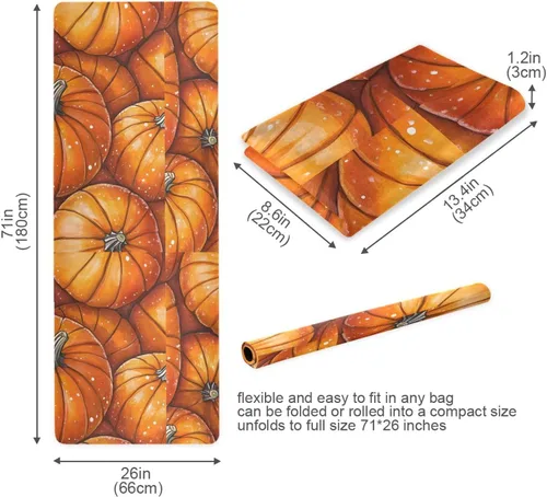 Vista 6 de Pumpkins Yoga Mat Non Slip Thick Kids Eco Friendly Rubber Workout Foldable Yoga Mat Women Exercise